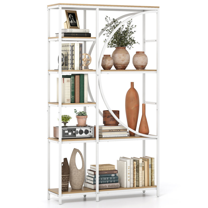 177cm H x 100cm W Metal Etagere Bookcase, Yellow