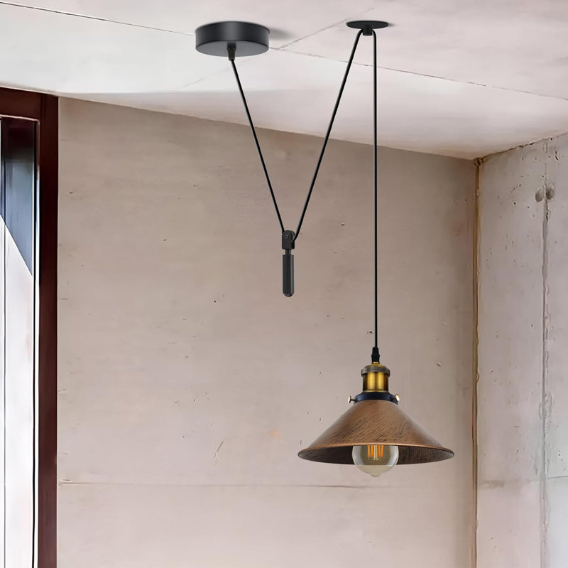 Anahla 1-Light Modern Industrial  Cone Pendant – Adjustable Ceiling Fixture for Contemporary Spaces, Yes, Brushed Brass