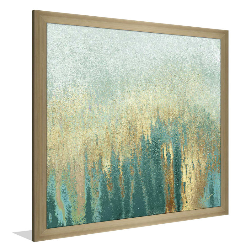 «Teal Golden Woods» par Roberto Gonzalez - reproduction de cadre photo, H 27,5 po x l 27,5 po x P 0,75 po
