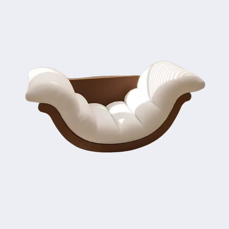 Chaise berçante multifonctionnelle, Blanc cassé, Brun