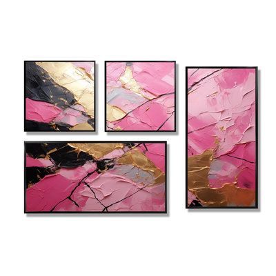 Minimalism Pink Poteries I - Pink Modern Wall Decor 4 Pieces