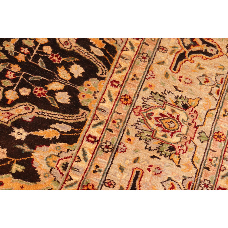 Tapis oriental brun en laine noué à la main 8 pi 2 po x 9 pi 11 po Baccio