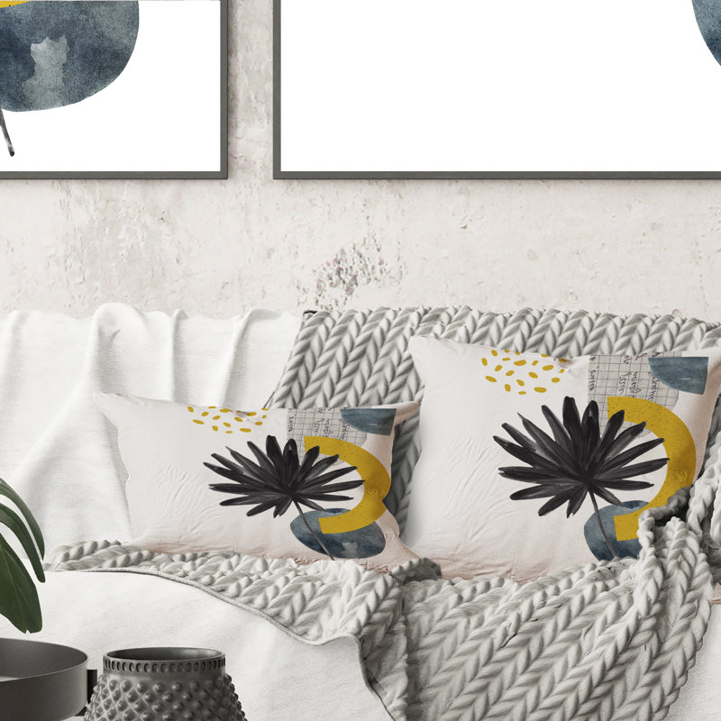 Illustration abstraite scandinave minimale - coussin décoratif imprimé moderne, 16 po x 16 po