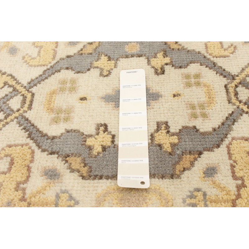 Tapis de couloir en Tapis décoratif laine noué à la main de conception unique noué à la main New Age 2 pi 6 po x 11 pi 9 po Ivoire/gris clair