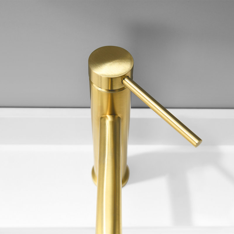 NO - Robinet de salle de bain monocorps et monocommande avec bonde, Or brossé