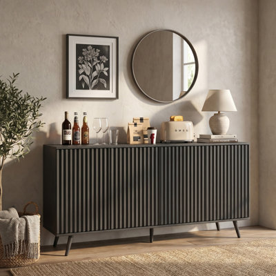 59.12" Sideboard Buffet Cabinet with Storage, Wood Credenza Console Coffee Bar Cabinets with Adjustable Shelves for Living Room, Kitchen