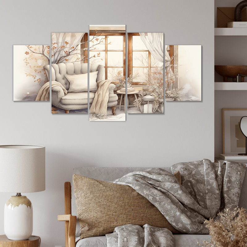 Cozy Winter Cottage Retreat III - Farm Windows, art mural multi-toile