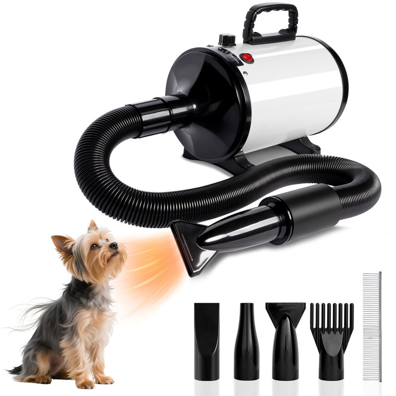 High-Performance 2800W 13" Dx 7.9"W X 6.7"H Pet Hair Dryer – Ideal For Dogs Of All Sizes, White