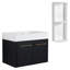 Combinaison de salle de bain avec meuble-lavabo de 30 po, lavabo en résine à bords épais, trois rangements, finition en châtaignier noir facile à nettoyer, lavabo à rebord, support de rangement séparé, réservoir d'eau