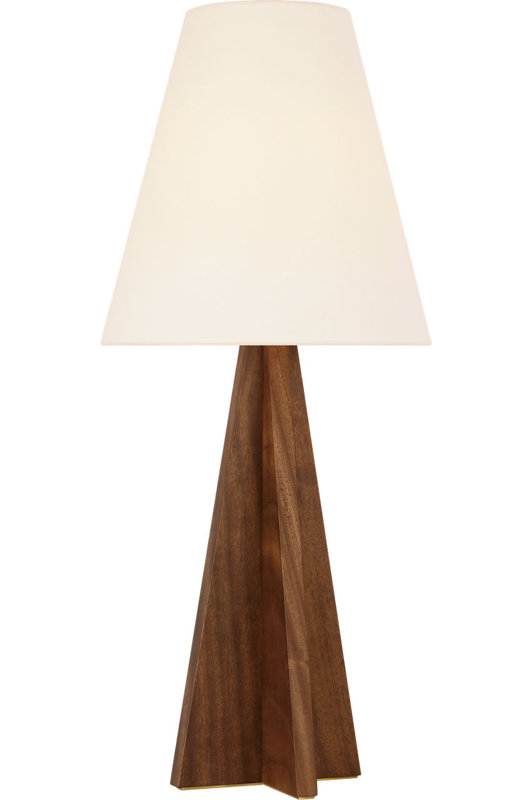 Crue 34" Table Lamp with Linen Shade, Natural Walnut