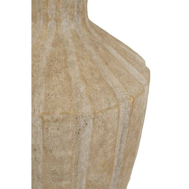9X9x17" Terracotta Accent Vase With Earthy Gold Ridged Design