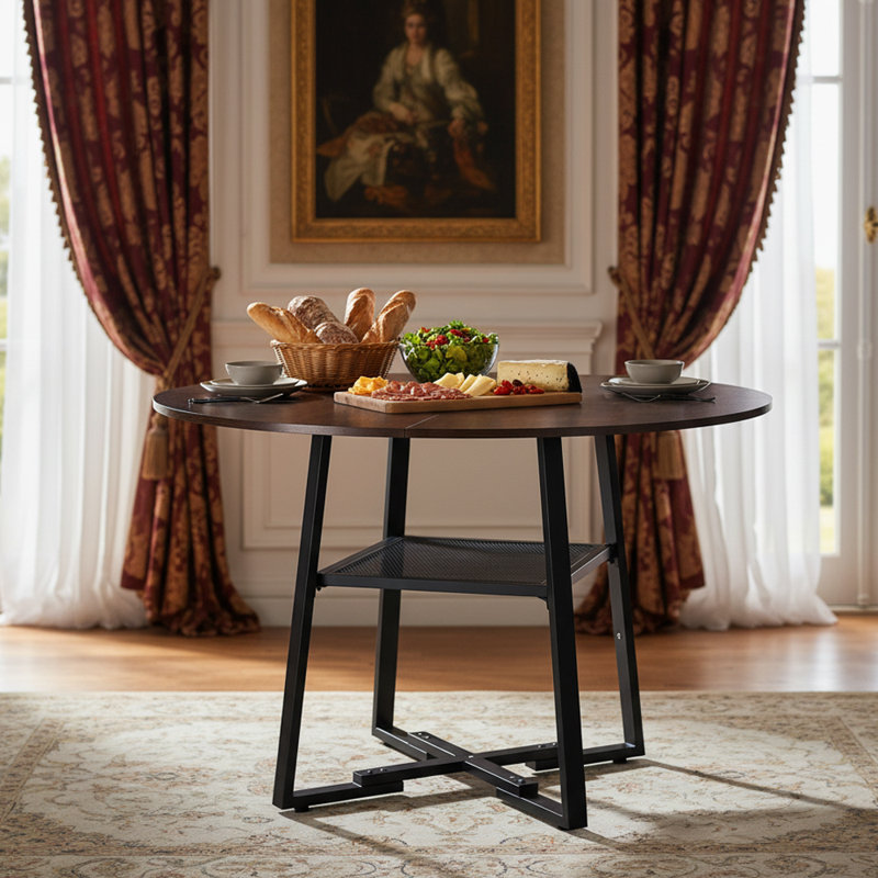 Metal Base Dining Table, Vintage Black