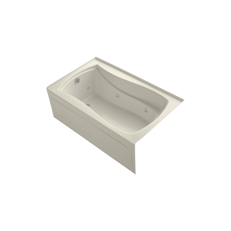 Mariposa 60" x 36" Alcove Whirlpool Acrylic Bathtub with Heater Included, Almond, Left