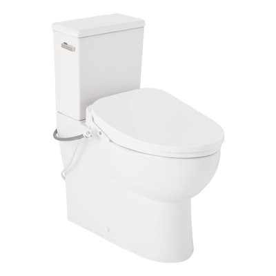 Lavrik Two-Piece Skirted Elongated Toilet with Reversible Tank - Bidet seat - Polished Nickel Handle