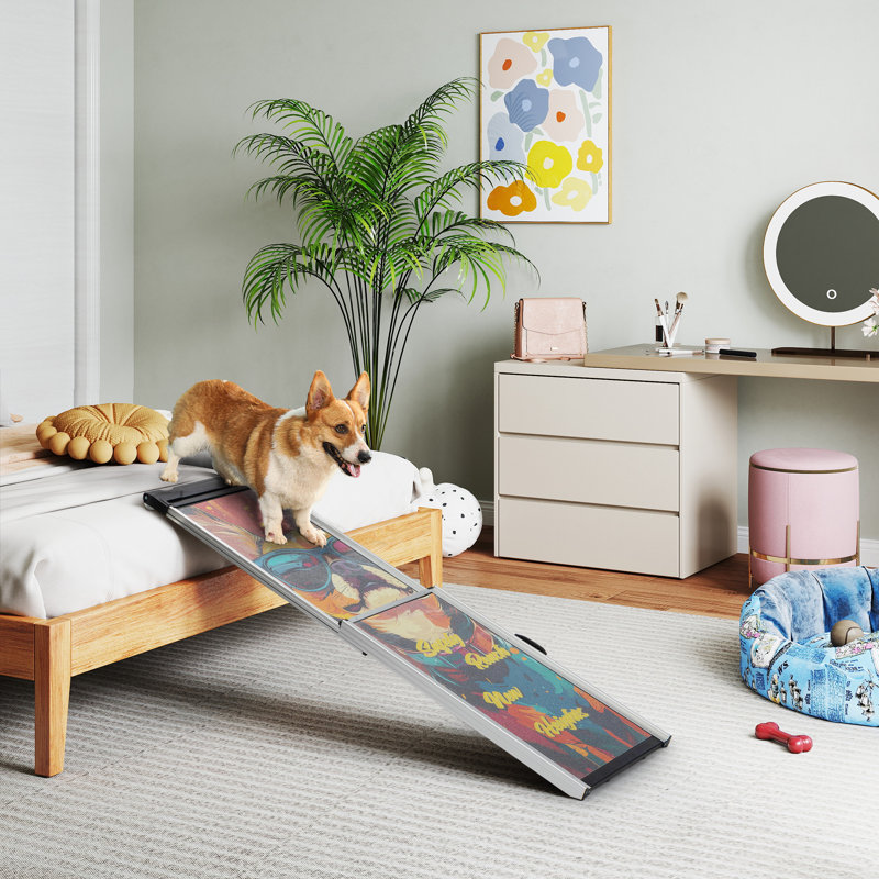 Rampe pour chien pliable et portable de 64 po avec tapis antidérapant et vif