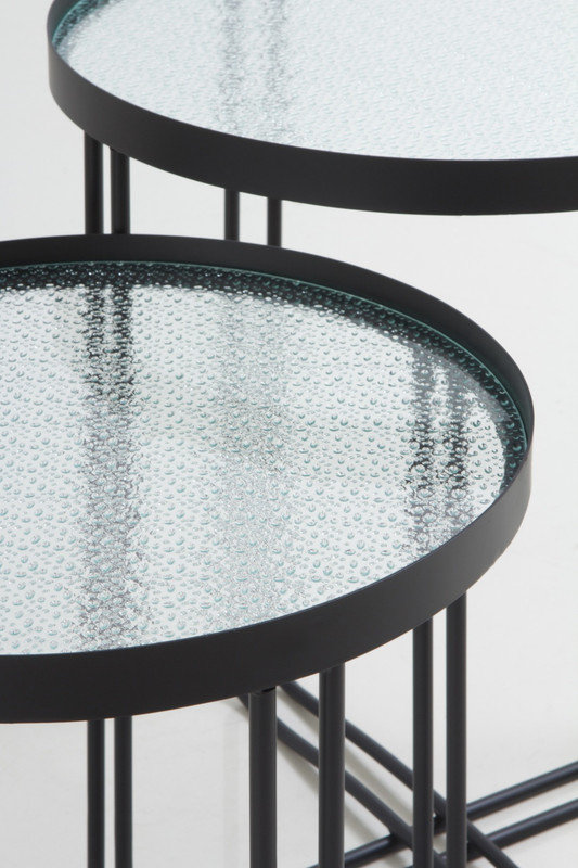 Narain Glass Top Cross Legs Nesting Tables
