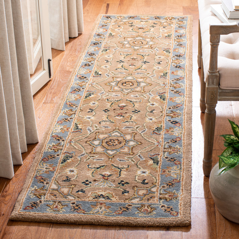 Tapis beige et bleu clair Carnasheeran, Ovale 4'6" x 6'6"