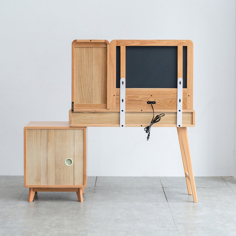 Commode Commode de table 100% chêne massif Dessus de table de bureau Commode de table compacte Accessoires de commode Largeur de rangement 90 cm Tiroir de rangement en bois naturel