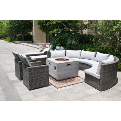 Ensemble de conversation modulaire 9 pièces avec coussins 9 pièces