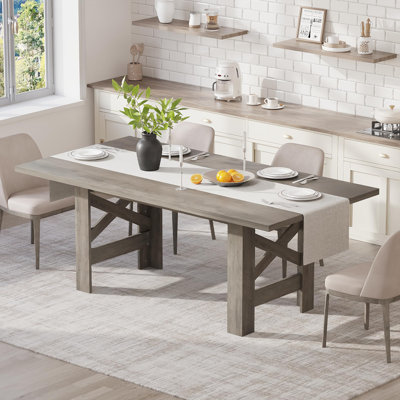 71" Farmhouse Dining Table for 6-8 Person, Large Rectangular Wood Dining Room Table Only
