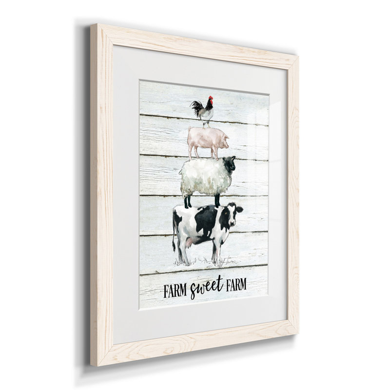 Farm Sweet Farm - Reproduction d'art graphique sur papier encadré, H 24 po x l 18 po x P 1,5 po, Blanc