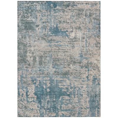 Machine Washable Indoor/Outdoor Chantille ACN2750 Abstract Rug