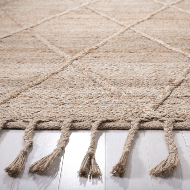 Digiovanni Natural Fiber Hand Woven Jute Geometric Rug, Square 6'