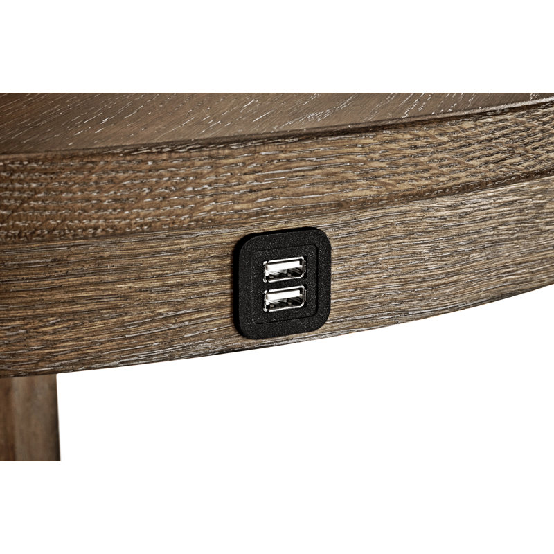 Round Solid Wood Base Dining Table, Rustic Dark Brown