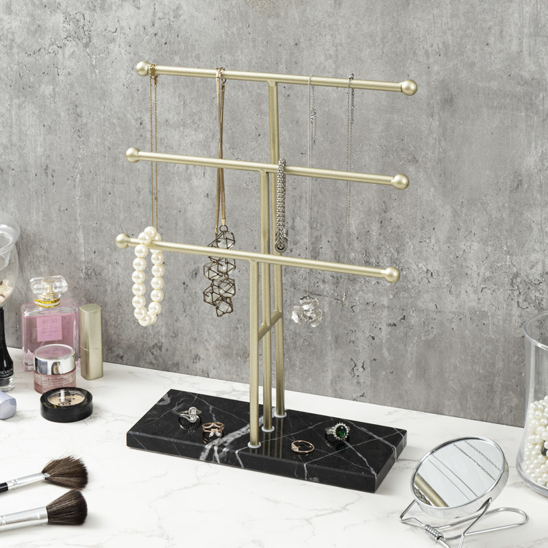Marble Base Jewellery Stand, Gold/Black