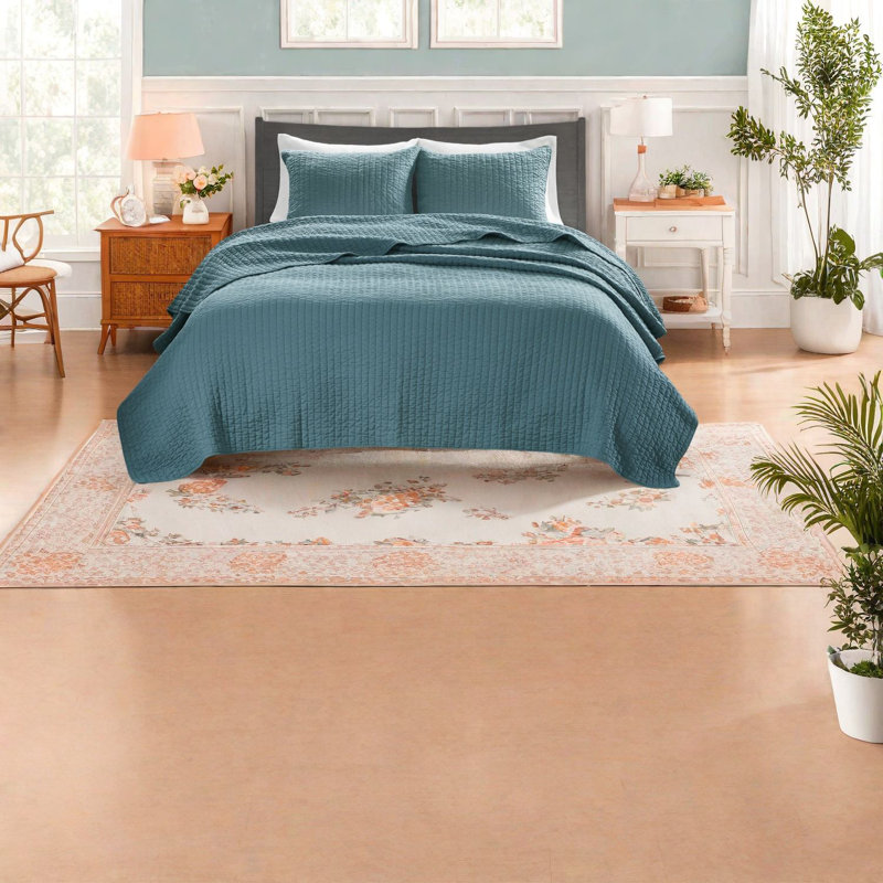 Ensemble de literie en microfibre bleu sarcelle, style maison de campagne confortable pour toutes les saisons