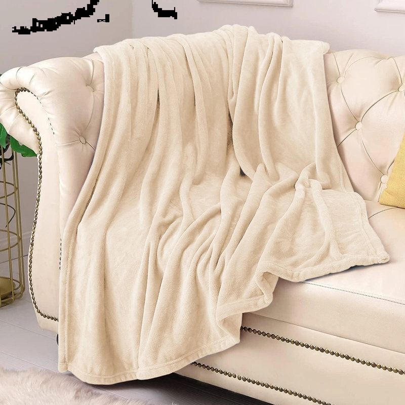Plain Weave / Muslin Throw Blanket, 150cm W x 200cm L, Cream