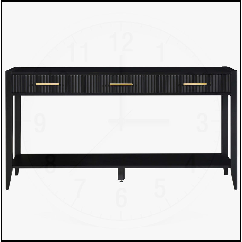 High-Quality Console Table with Vertical Stripe Drawers for Various Rooms, Black