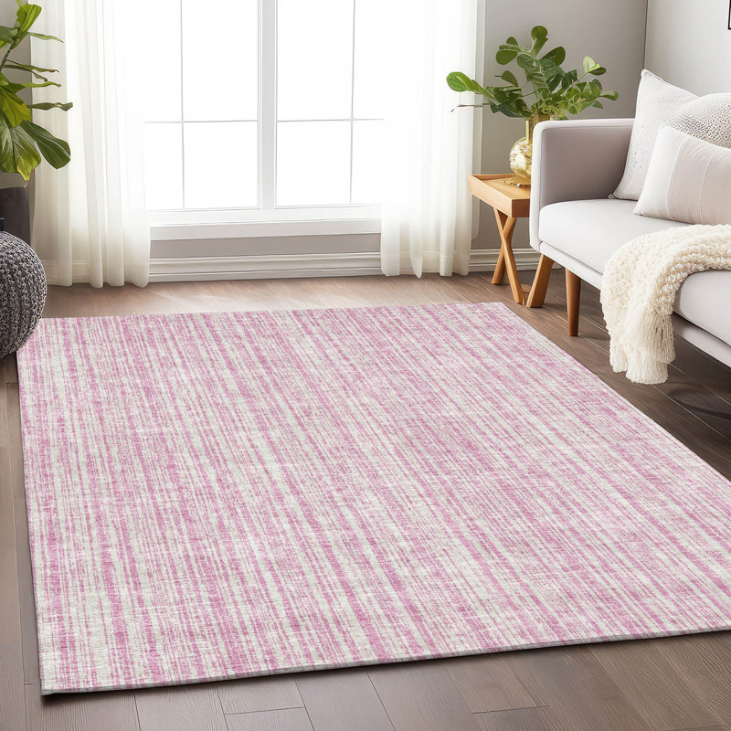 Premium Machine Washable Prisco Pink Rug, Rectangle 8' x 10'
