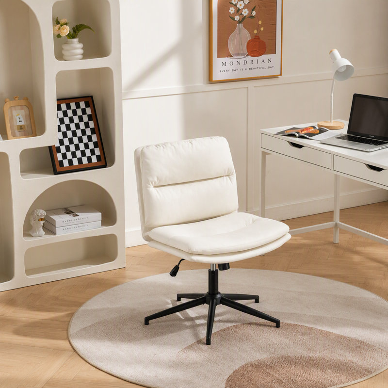 Fauteuil de bureau / chaise de coiffeuse / siège large / pivotant réglable Bizerte, White