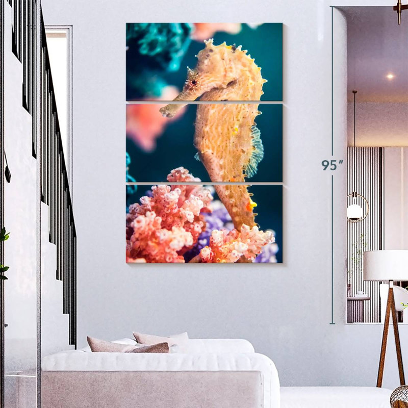Yellow Seahorse, 74" H x 48" W