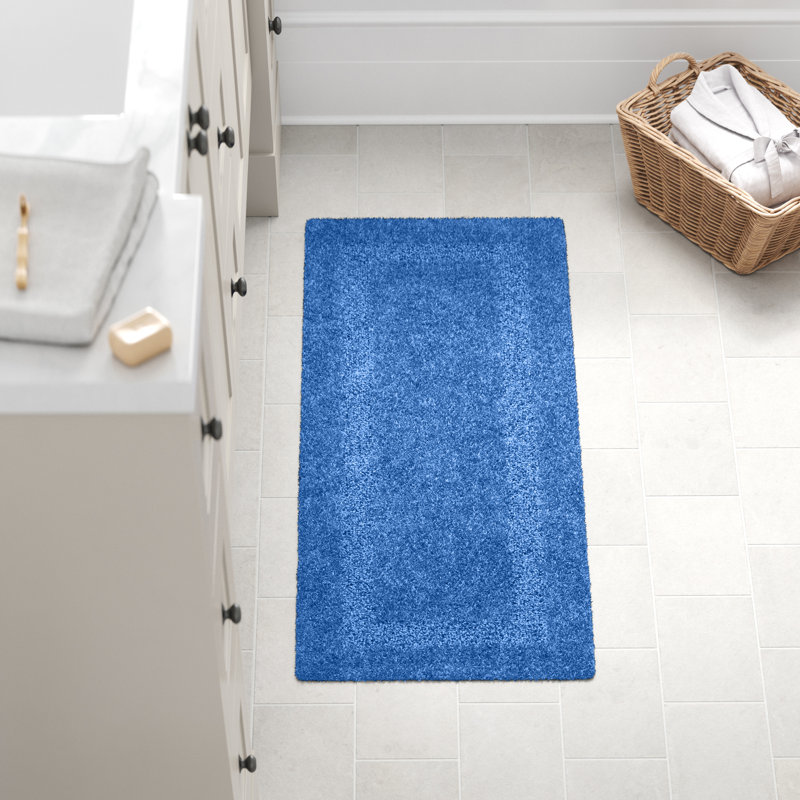 Ragini 60x24-Inch Cotton Bath Mat-Machine Washable Bath Mats for Bathroom, Kitchen, or Laundry Room, Blue
