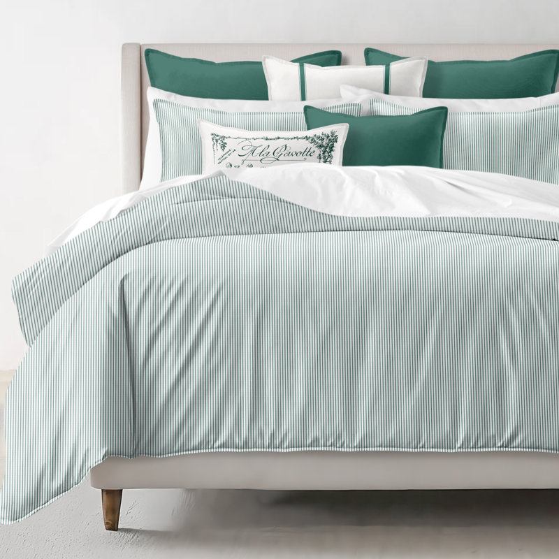 Jaxon Stripe Cotton Reversible Coverlet Set, Cal.King Coverlet/Bedspread + 2 King Shams, Evergreen