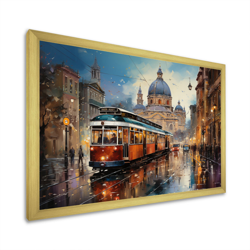 «Italy Florentine Streets - Cityscapes», reproduction d'art sur toile, Cadre doré à une seule photo