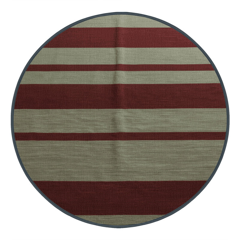 Tapis noir à rayures horizontales lavable à la machine, Rond 3 pi