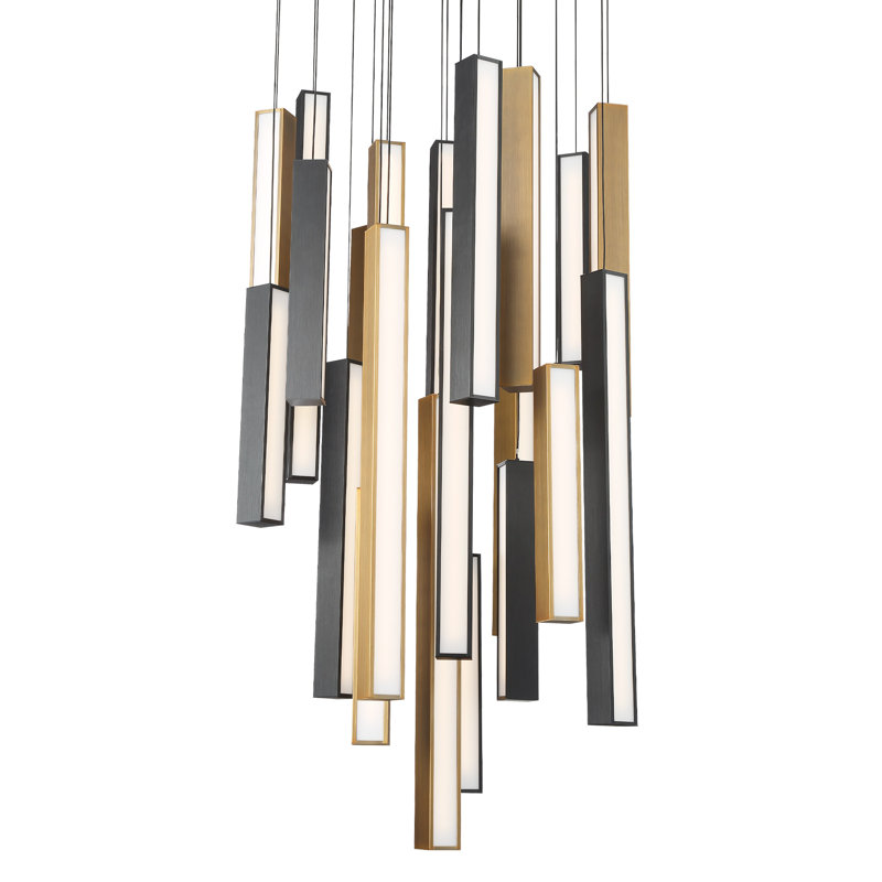 Chaos Multi LED Light Cluster Round Pendant, Aged Bronze/Black, 15