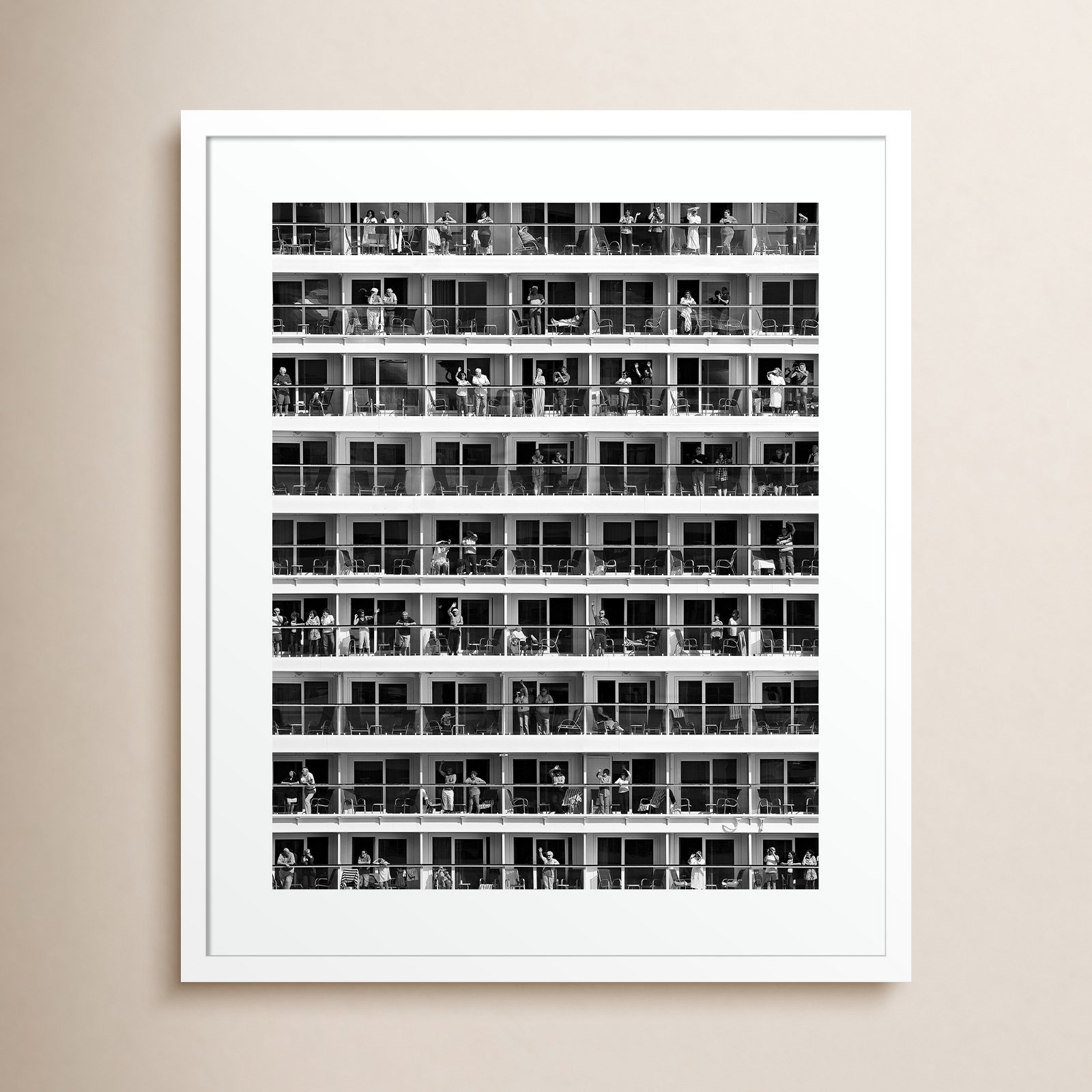 Zeya "Mass Tourism" Photo Print, 25" H x 21" W x 1" D, White Framed