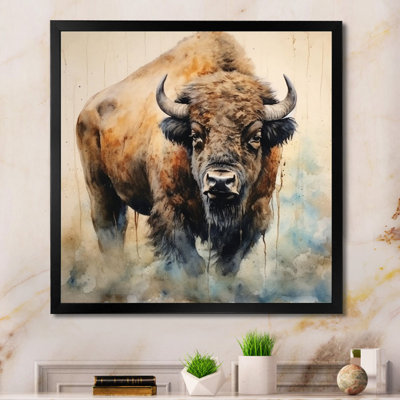 Buffalo Majesty - Buffalo / Bison, impressions encadrées, Noir, H 16 po x l 16 po, Cadre photo unique