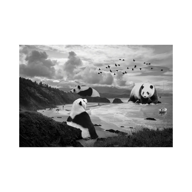 Giant Panda At The Beach by David Loblaw - Wrapped Canvas Print, 66.04 cm H x 45.72 cm W x 3.175 cm D