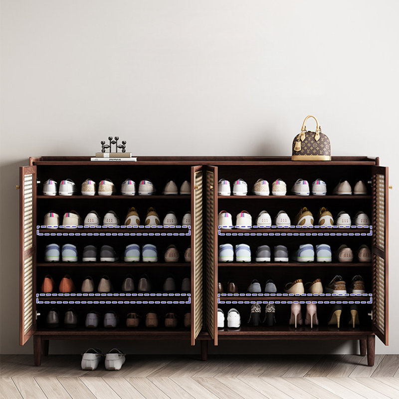 Armoire de rangement pour chaussures, H 43,31 po x l 55,12 po x P 13,78 po, Bois brun foncé