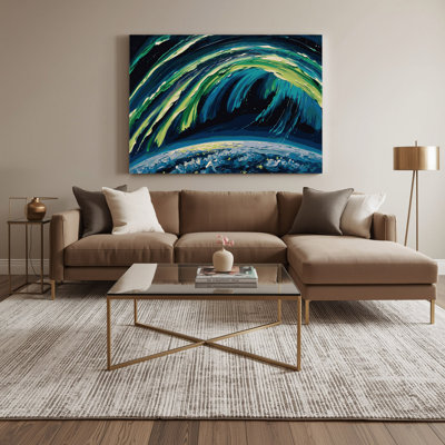 «Space Aurora Borealis from Space», art mural sur toile bleue