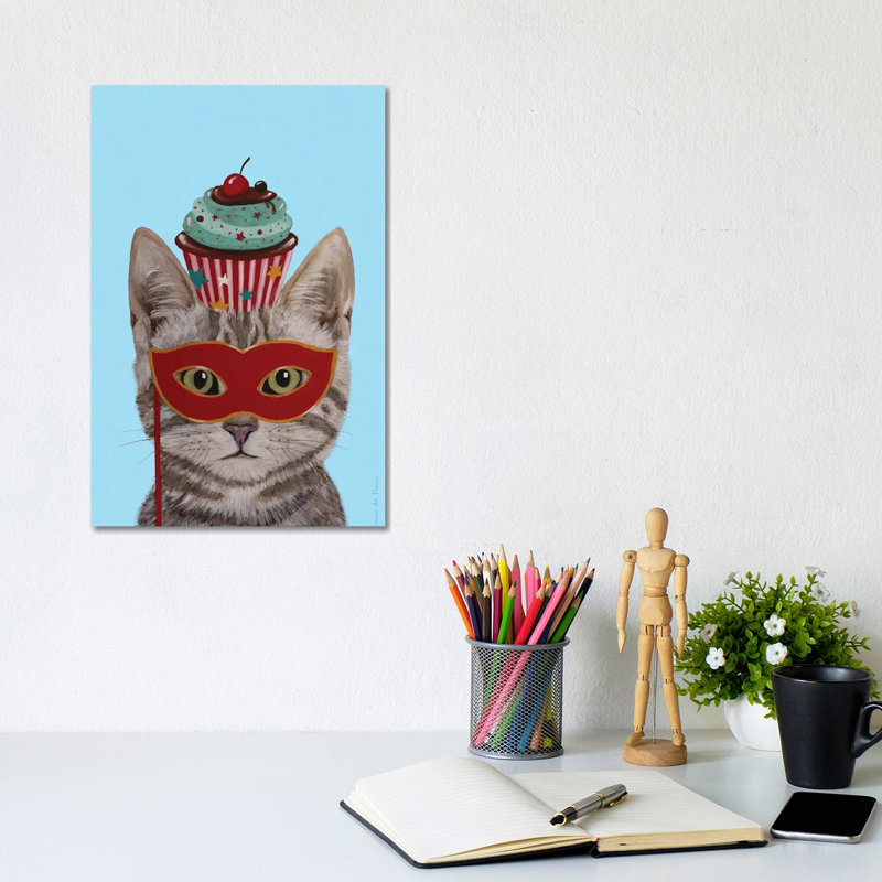 Cat With Cupcake - Wrapped Canvas Print, 20.32 cm H x 30.48 cm W