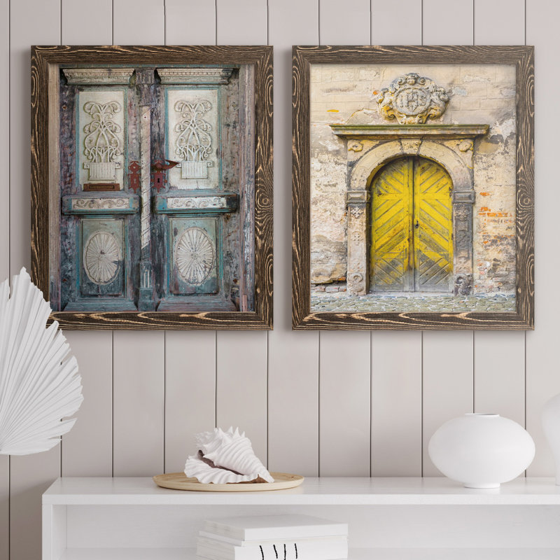 Porte baltique - ensemble de 2 reproductions d'art, H 20 po x l 17 po x P 1 po, Toile avec cadre en noyer, Pas de tapis