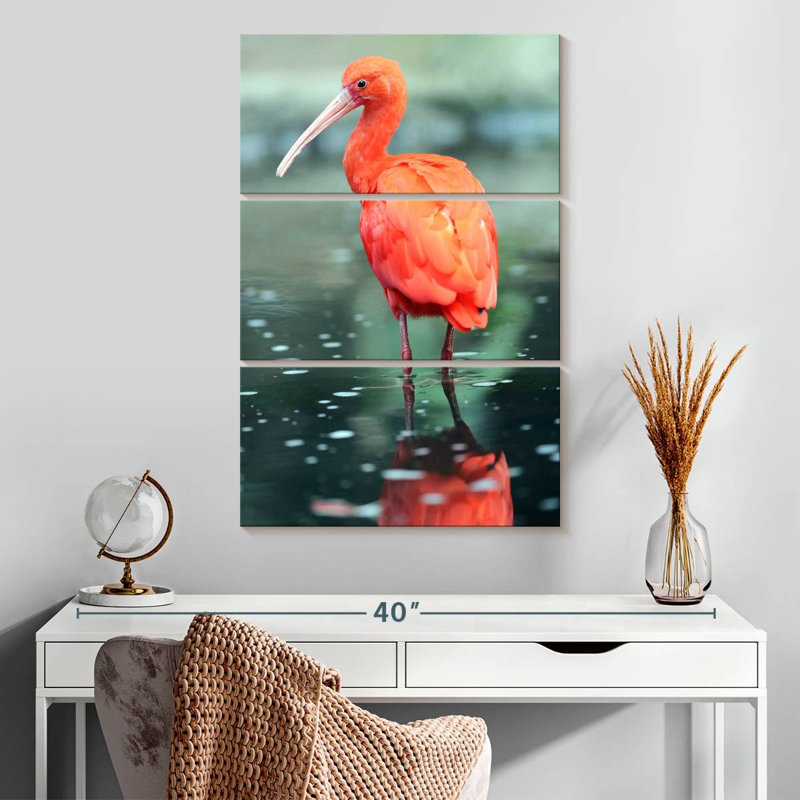 Oiseau écarlate Brampt, H 32 po x l 20 po