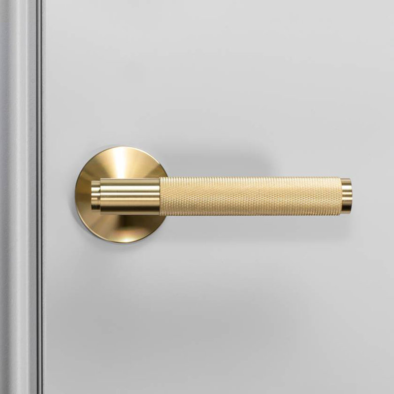 Cross Knurl Passage (Hall & Closet) Door Lever, Brass