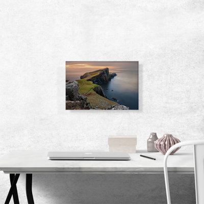 Lighthouse on an Oceanside Cliff, Scotland - Wrapped Canvas Photograph Print